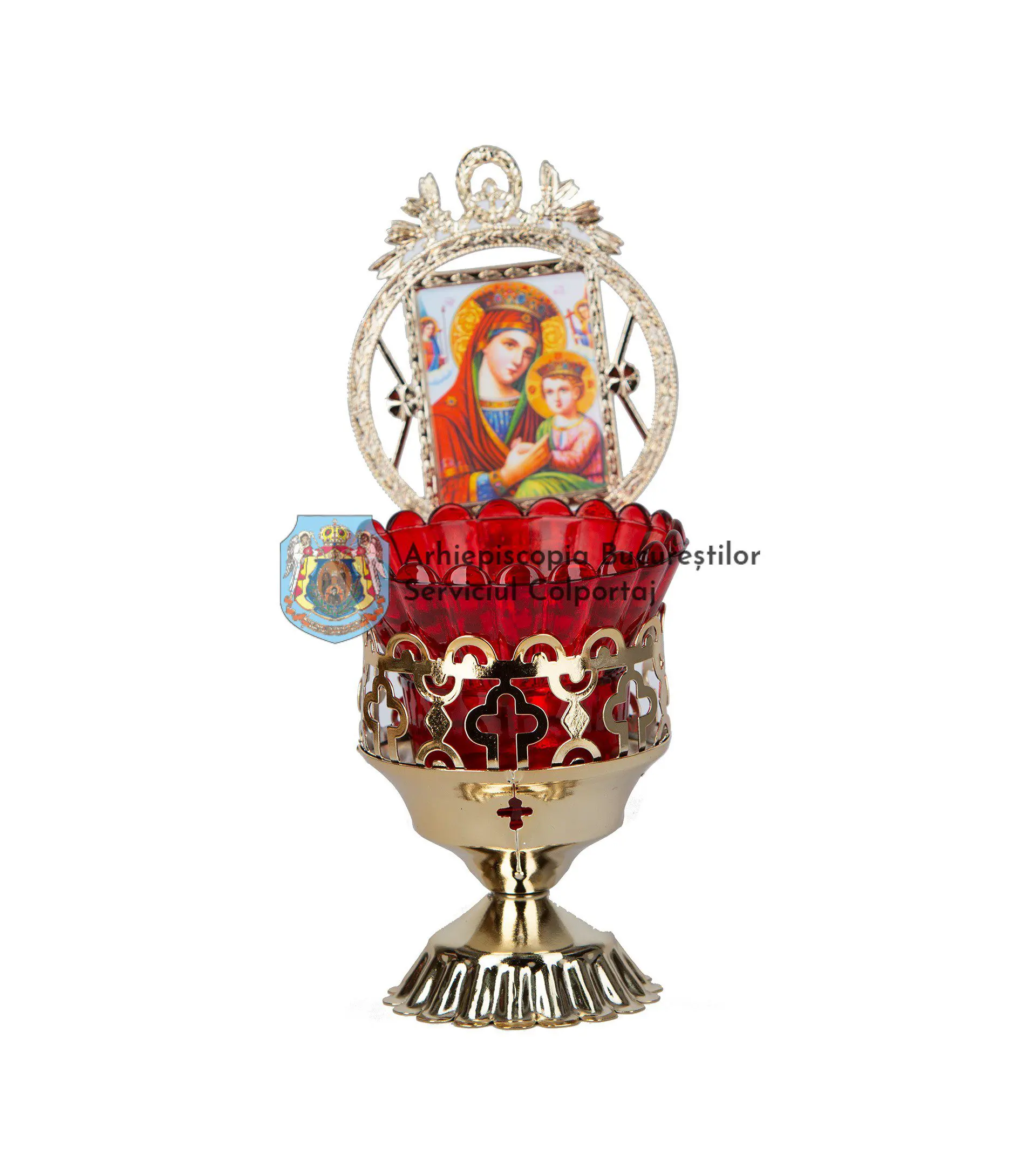 Candelă perforată mare Candelă perforată mare Fecioara Maria cu Pruncul 12 x 8 cm - imagine 1