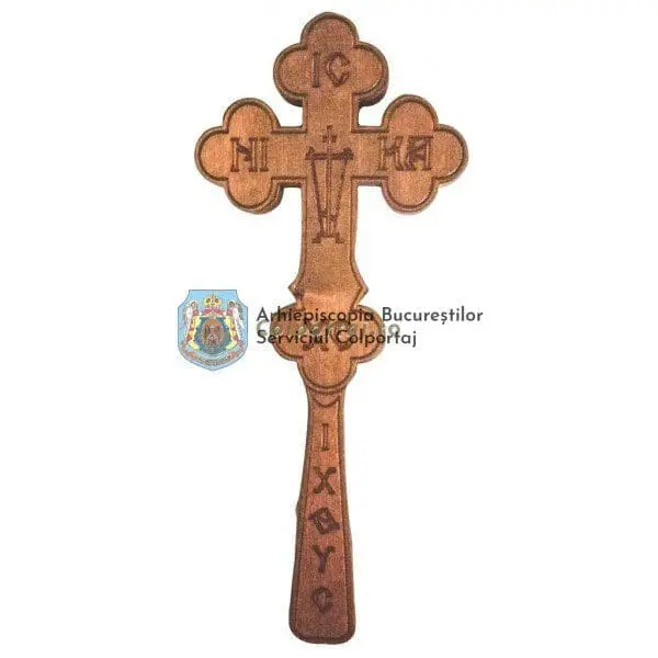 Cruce Ortodoxa Lemn Pravilă Gravată mare