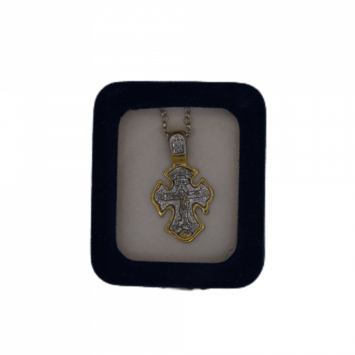 Cruciuliță bicolora in cutie de catifea - albastra 1