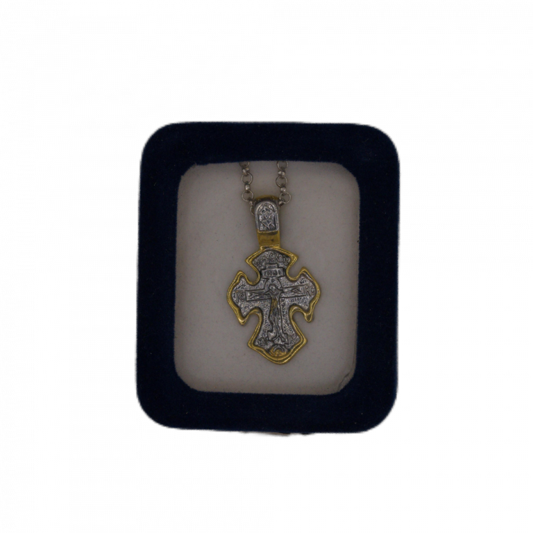 Cruciuliță bicolora in cutie de catifea - albastra 1