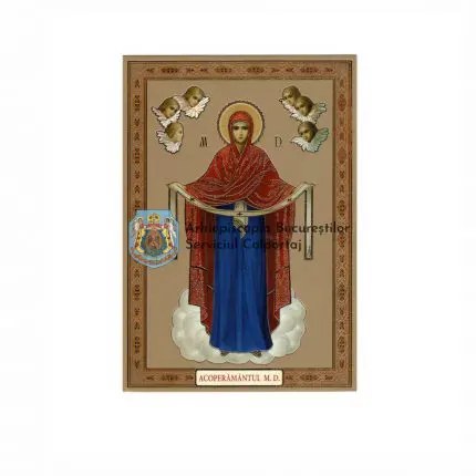 Icoană Acoperământul Maicii Domnului Pal - Mica 16 x 11 cm
