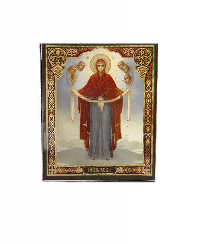 Icono de la Cubierta de la Virgen María Pal - Pequeño 16 x 11 cm