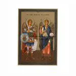 Icono bizantino de los santos Miguel y Gabriel Mica Mica 16 x 12 cm