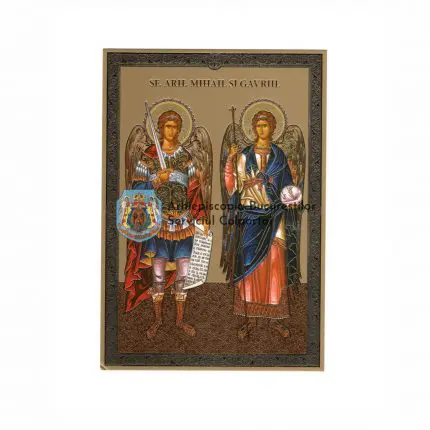 Icoană bizantină cu Sfinții Mihail și Gavril Mica 16 x 12 cm