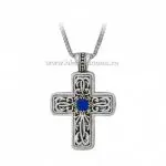 Colier cu Cruce din Metal – Piatra Albastră, Produs Ortodox Românesc - imagine 2