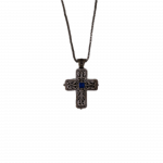 Colier cu Cruce din Metal – Piatra Albastră, Produs Ortodox Românesc