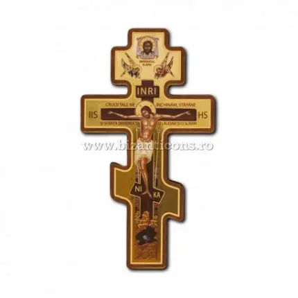 Cruce Ortodoxă din Lemn – Stil Rusesc, 14x7,8 cm