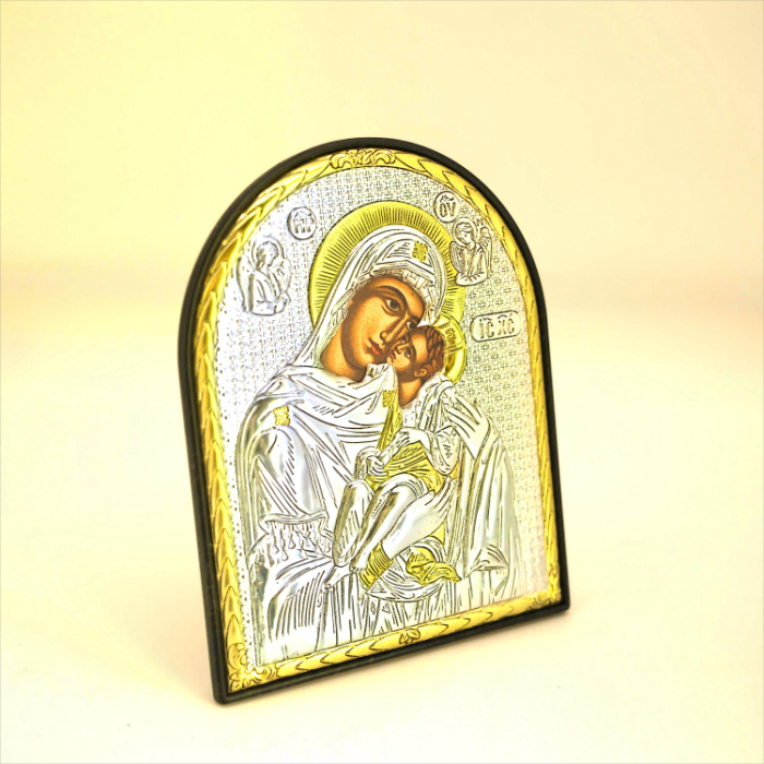Icoană Argintată Maica Domnului „Dulcea Sărutare”lateral