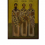 Icoană Sfinții Trei Ierarhi – 14×19 cm, Produs Ortodox Sfințit