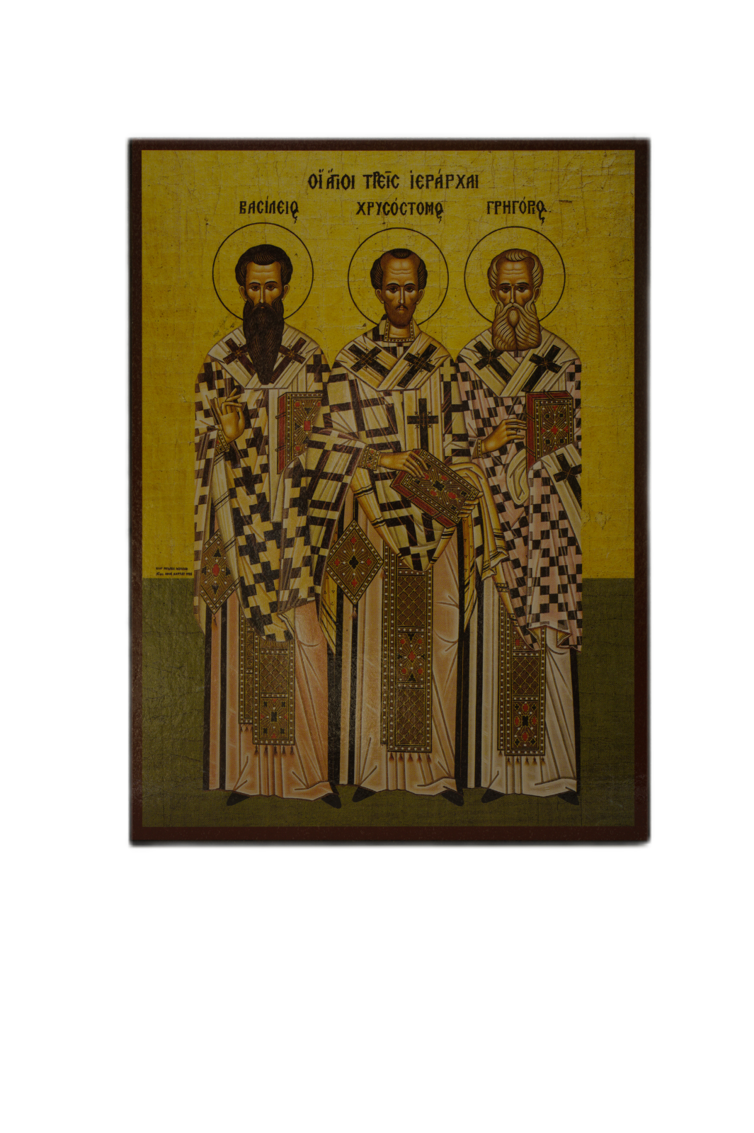 Icoană Sfinții Trei Ierarhi – 14×19 cm, Produs Ortodox Sfințit Icoană Sfinții Trei Ierarhi – 14×19 cm, Sfințita - imagine 1