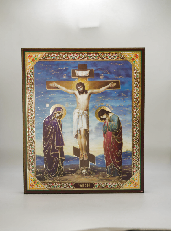 Icono de madera de la Crucifixión (Modelo 2), 14×19 cm, Crucificado