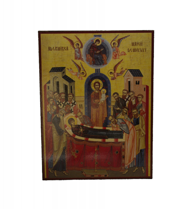 Icoană pe Lemn – Adormirea Maicii Domnului, 20×24 cm, Sfințită