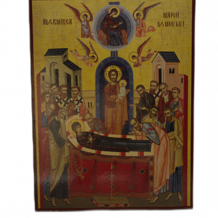 Icoană pe Lemn – Adormirea Maicii Domnului, 20×24 cm, Sfințită