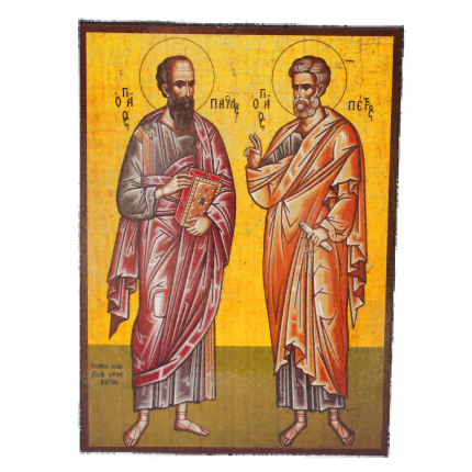 Icoană pe Lemn – Sfinții Apostoli Petru și Pavel, 14×19 cm
