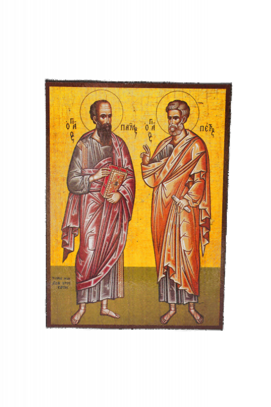 Icono de madera - Santos Pedro y Pablo, 14×19 cm