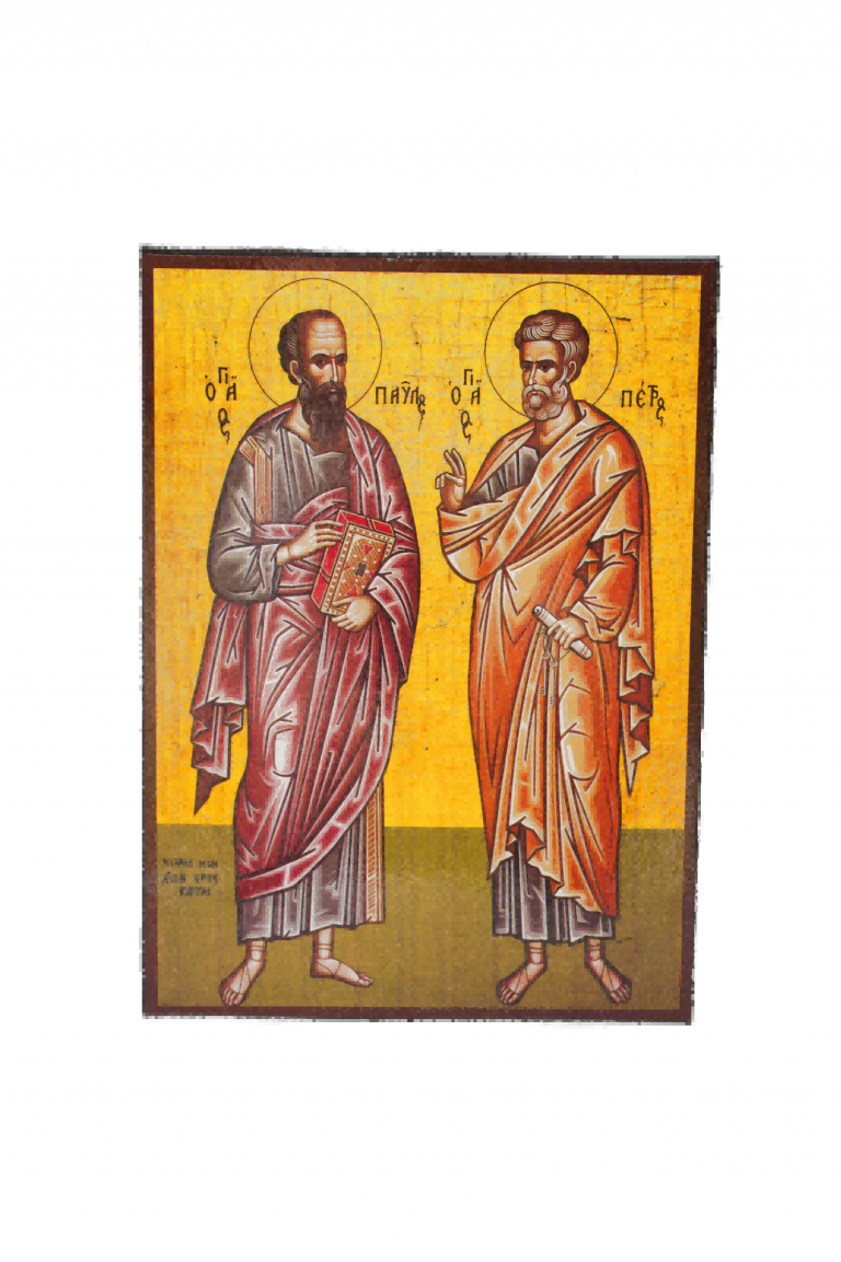 Icono de madera - Santos Pedro y Pablo, 14×19 cm
