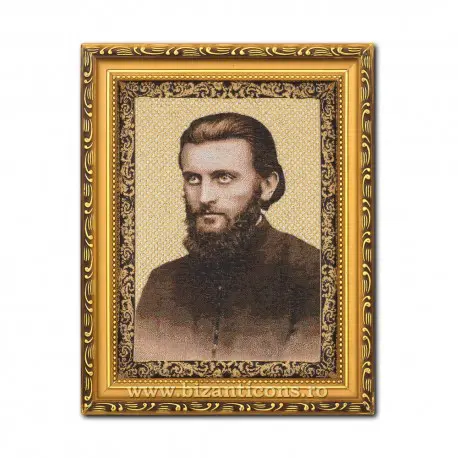 icoana-tesuta-cu-auriu-22x28-cm Icoană Țesută cu Auriu Arsenie Boca – 22×28 cm, Produs Ortodox Tradițional - imagine 1