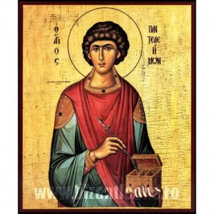 Icoană Sfântul Pantelimon – 14×19 cm, Mare Vindecător, Sfințită