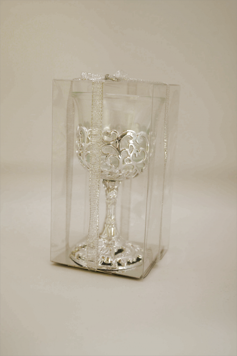 Vela de mesa plateada lisa 12 x 6 cm