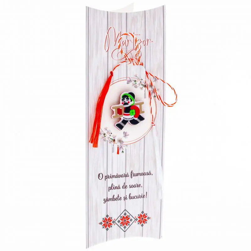 Martisor brosa cosar cu punguta cadou si mesaj personalizat