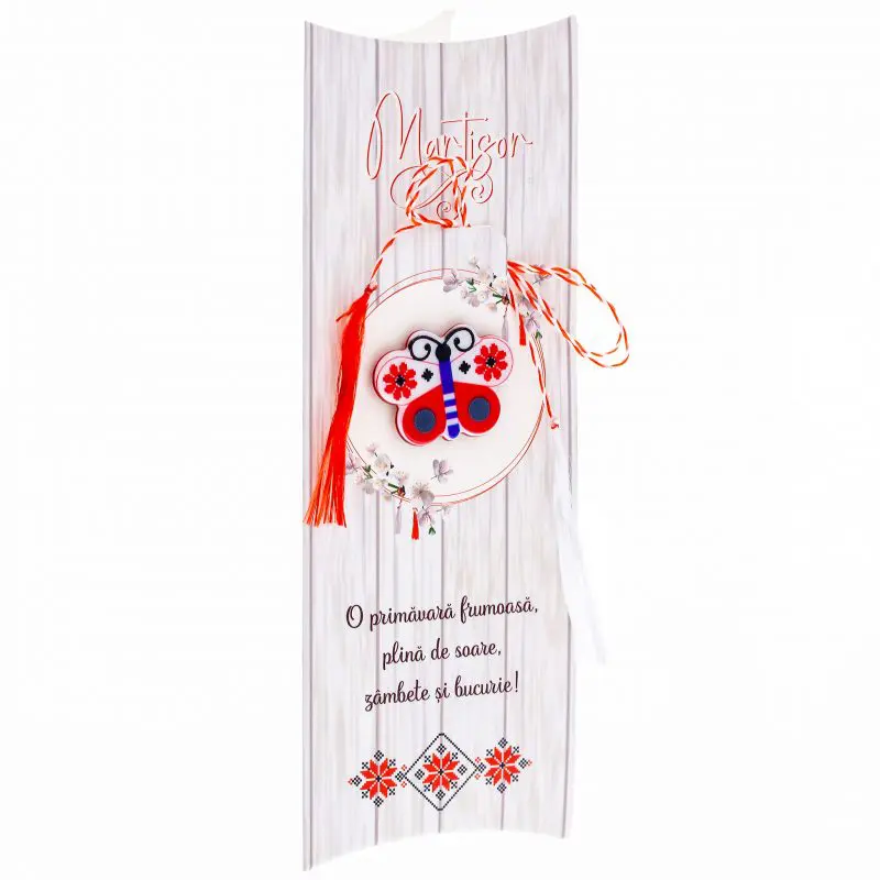 Martisor brosa fluture cu punguta cadou si mesaj personalizat 3
