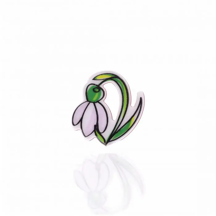 Mărțișor broșă ghiocel cu punguță cadou și mesaj personalizat - Imagen 4