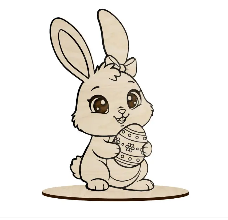 Figurina Iepuras de Paste din Lemn pentru Vopsit si Personalizat – 10 x 56 cm