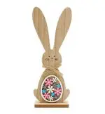 Conejo de Pascua decorativo con huevo floral - Madera, 25 cm