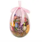 Ou Decorativ Mare de Paște cu Motiv Ouă Colorate – Ornament Festiv 7,5 cm