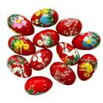 Huevo decorativo de madera rojo pintado a mano - Símbolo ortodoxo de Pascua, 4,5 x 3 cm