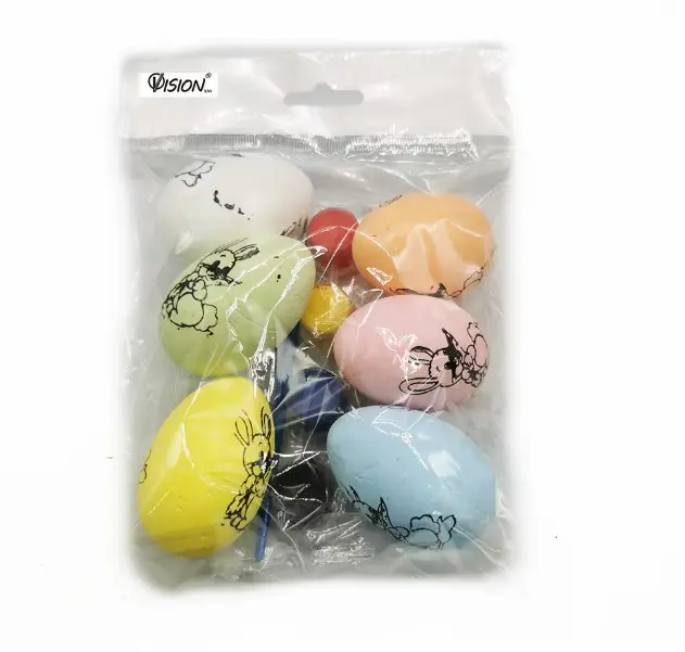 Set 6 Ouă Colorate din Polistiren pentru Vopsit – Activitate Creativă de Paște Ortodox