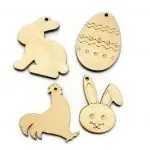 Set Decorațiuni de Paște din Lemn Natural – 4 Modele Iepuraș și Ou, Artizanat Pascal