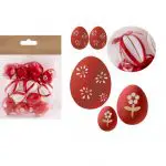 Set Ouă Decorative din Plastic cu Model Floral Dungat Roșu – Ornamente Paște, 3 x 4 cm 12 bucati