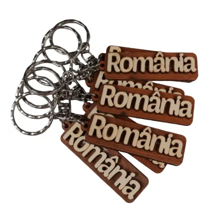 Breloc suvenir din lemn – ROMANIA
