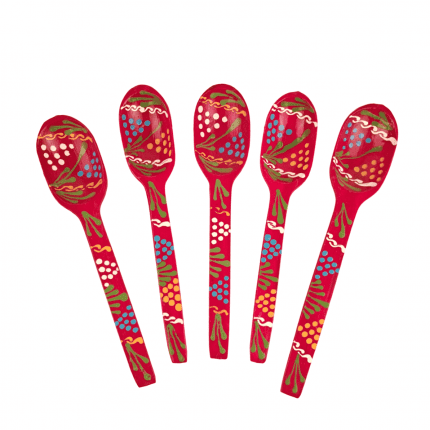 Lingura din lemn pictata manual Culoarea Rosie