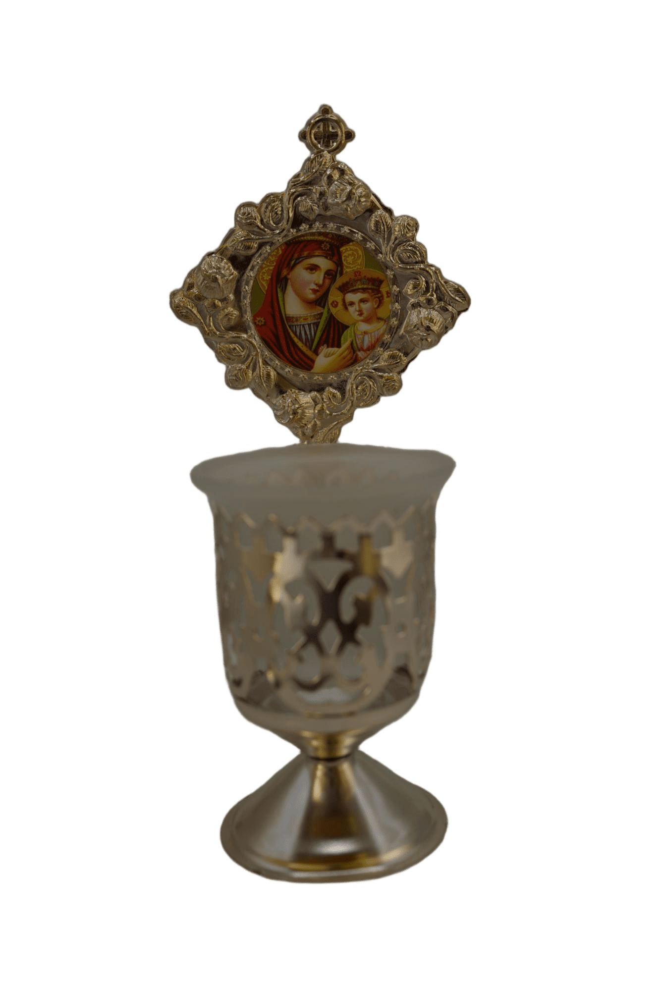 Candelă de Masă Mică - Iisus sau Fecioara Maria 3 Candela de Masa Mica Alba Fecioara si Pruncul