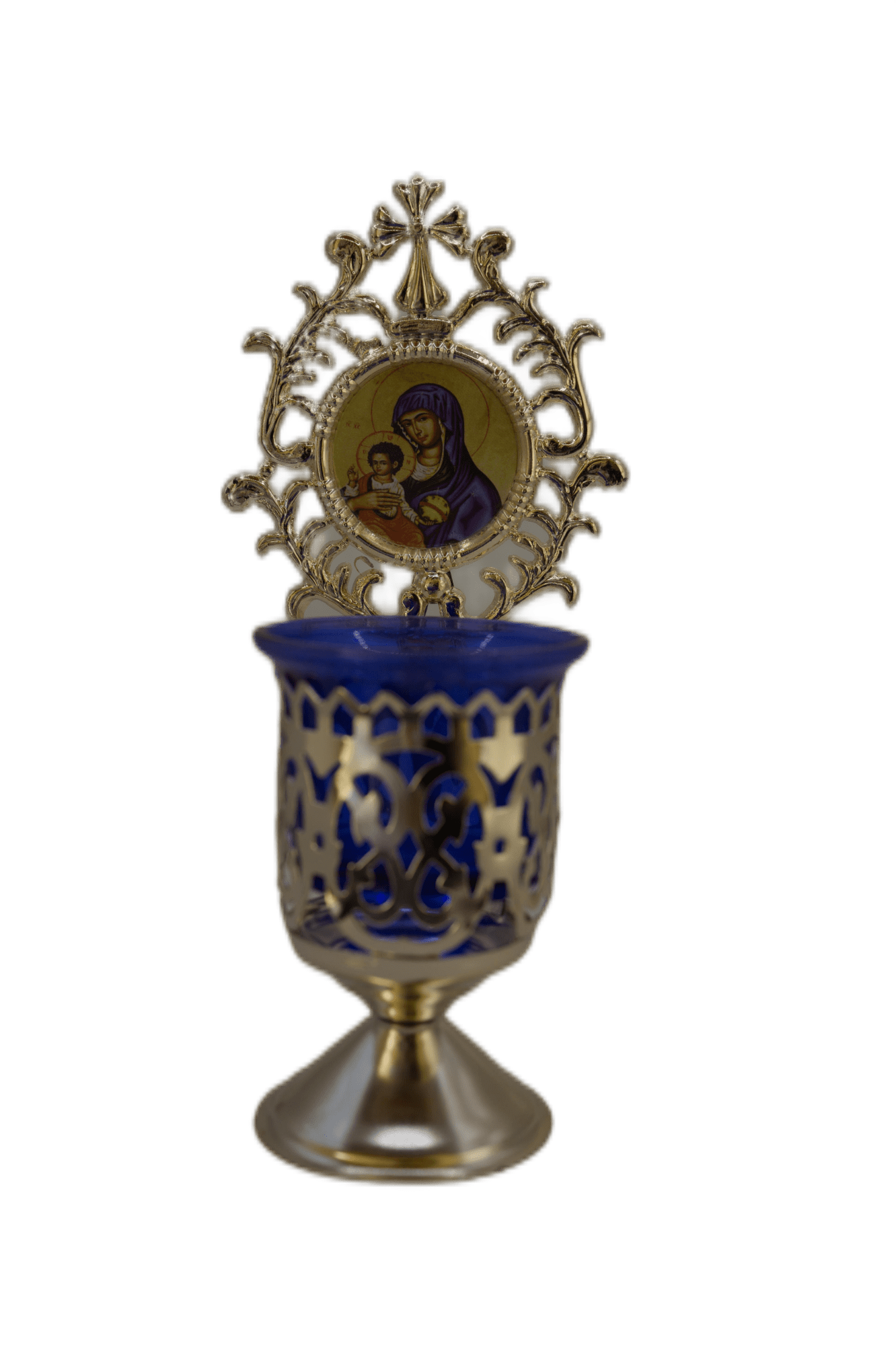 Candelă de Masă Mică - Iisus sau Fecioara Maria 4 Candela de Masa Mica Albasta Fecioara si Pruncul