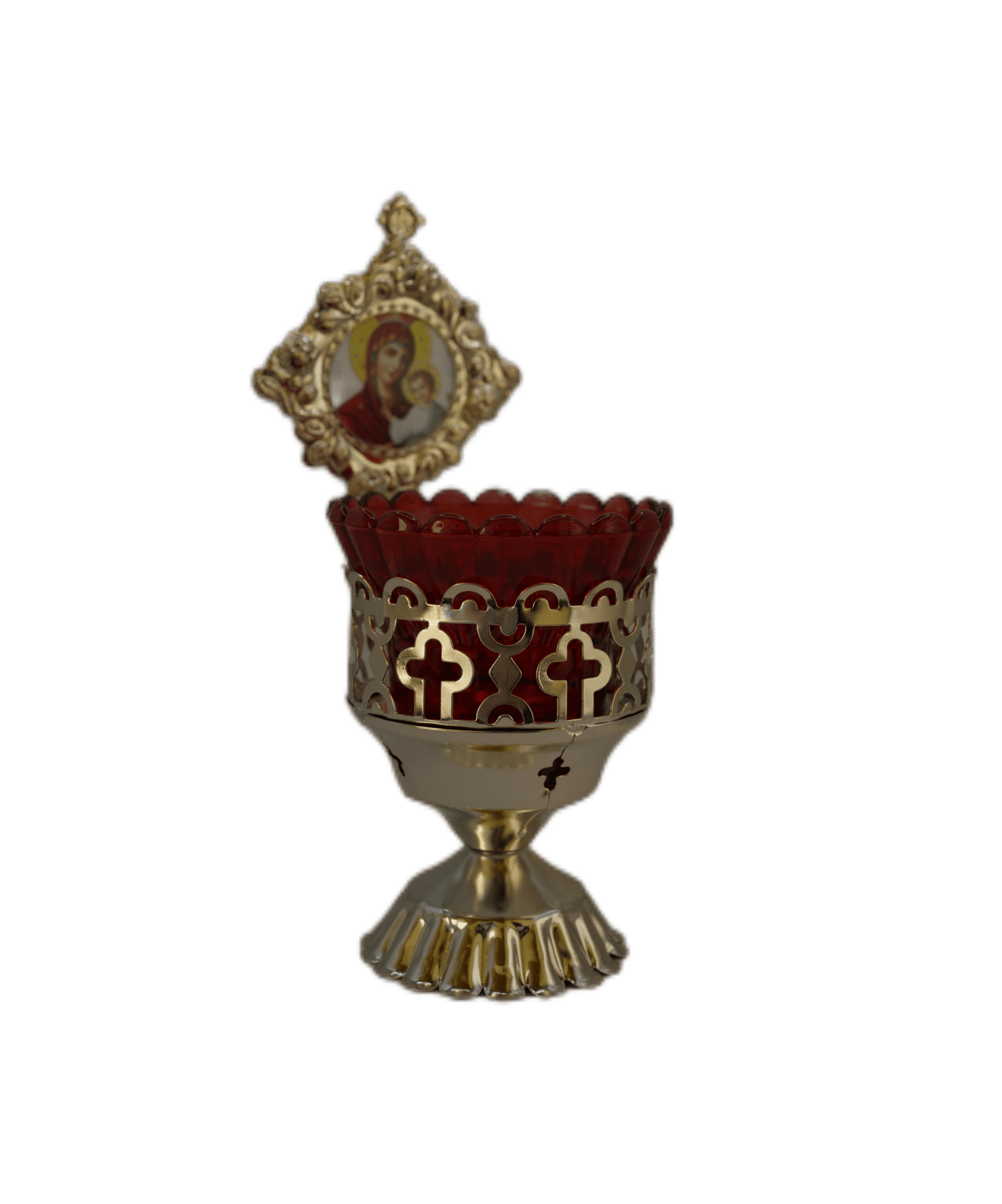 Vela grande perforada Virgen María con el Niño 12 x 8 cm