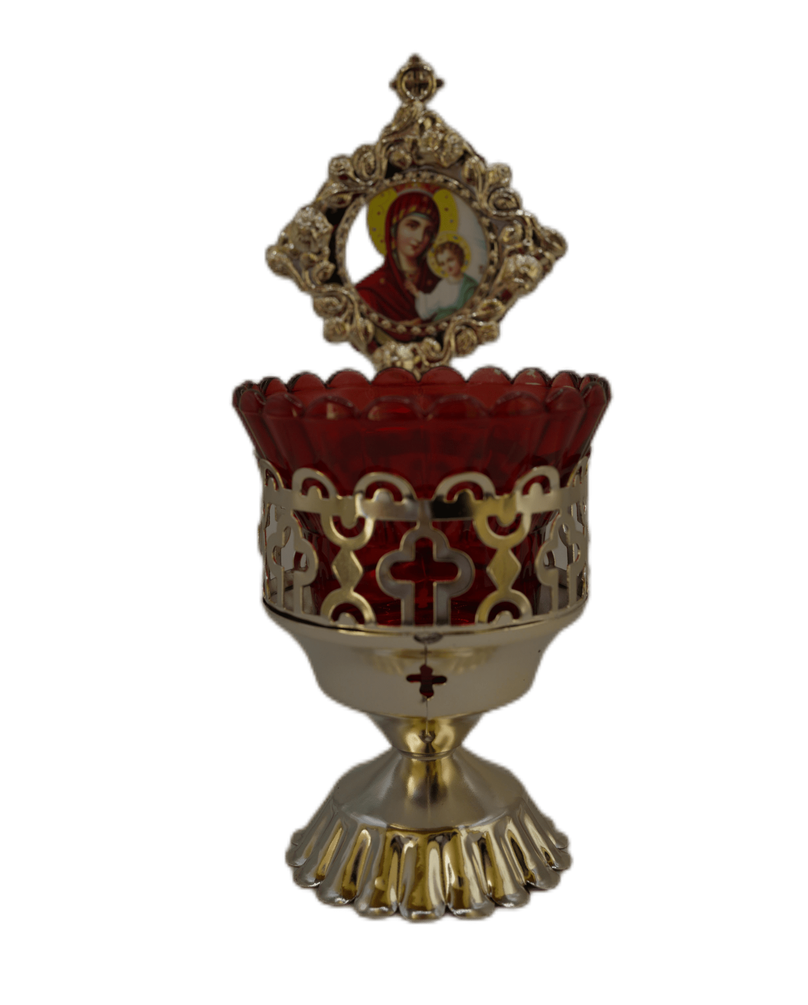 Vela grande perforada de la Virgen María con el Niño, 12 x 8 cm, 3 Vela grande perforada Virgen María con el Niño