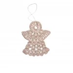 Decoración navideña plateada de ganchillo macramé a mano Inger