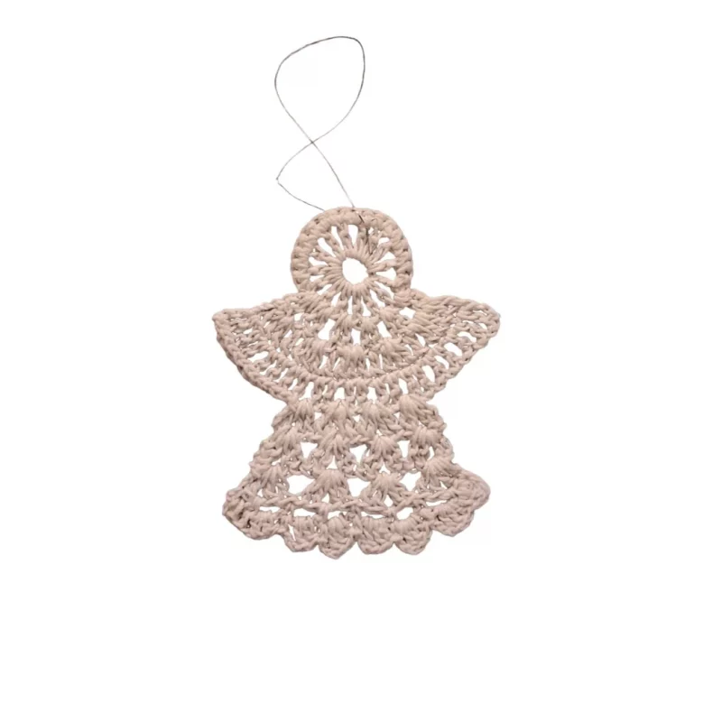 Decoratiune plata Craciun crosetata manual macrame Inger