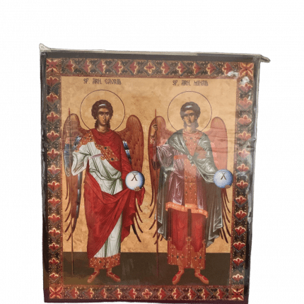 Icono bizantino de los santos Miguel y Gabriel – 12 x 10 cm, consagrado