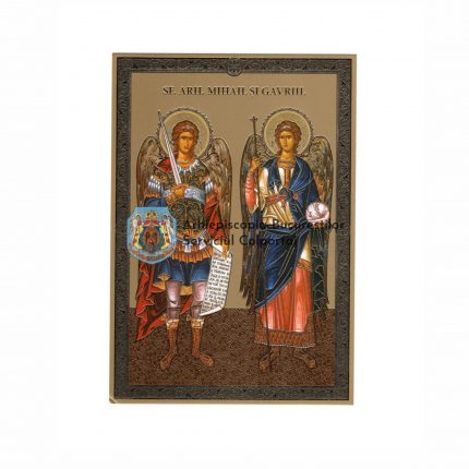 Icono bizantino de los santos Miguel y Gabriel Mica Mica 16 x 12 cm