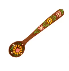 Lingurita din lemn pictata manual, decorativa – 15 cm