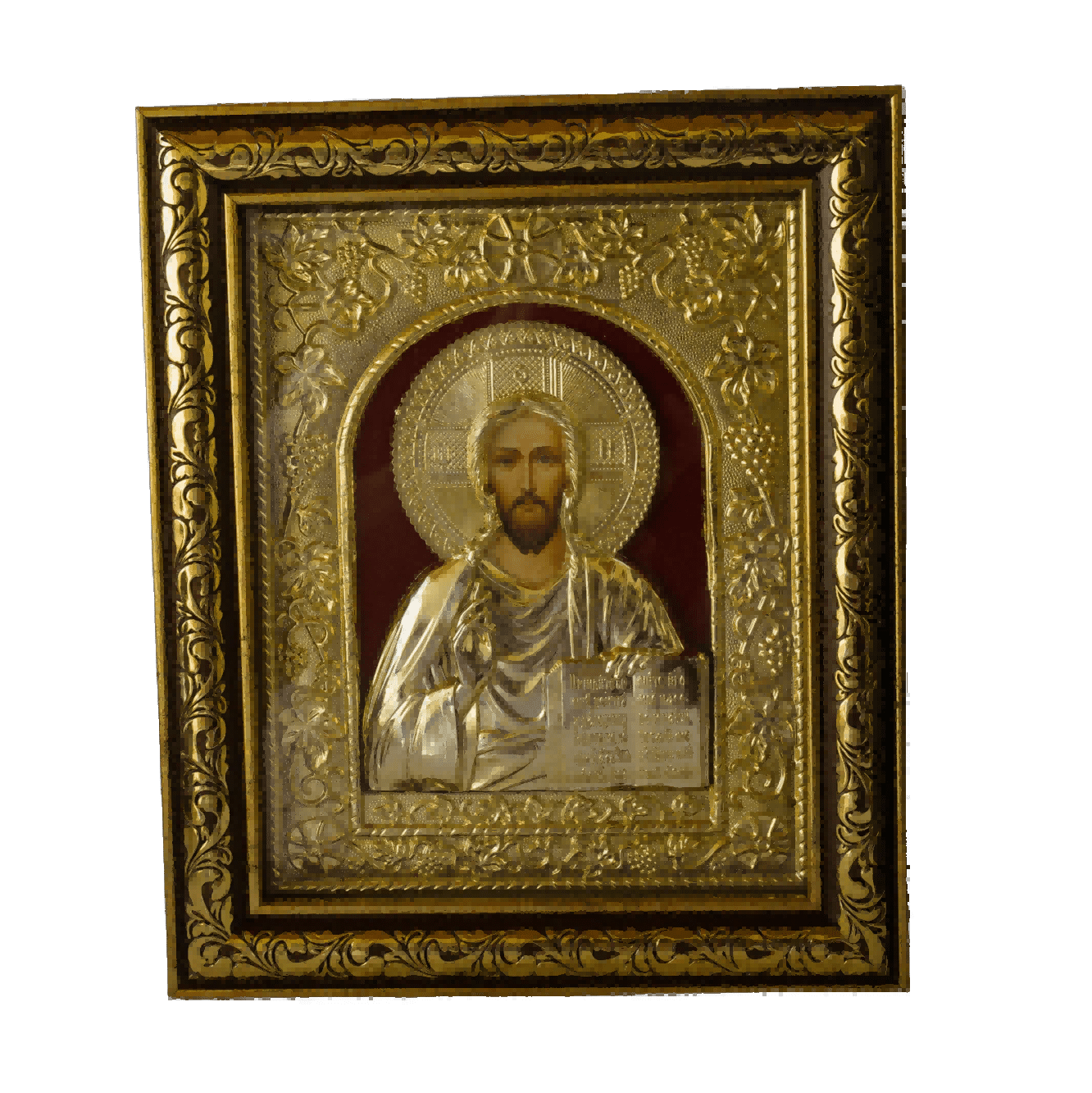Icono dorado en rama - Bendición de Jesucristo, 15 x 25 cm, Sagrado