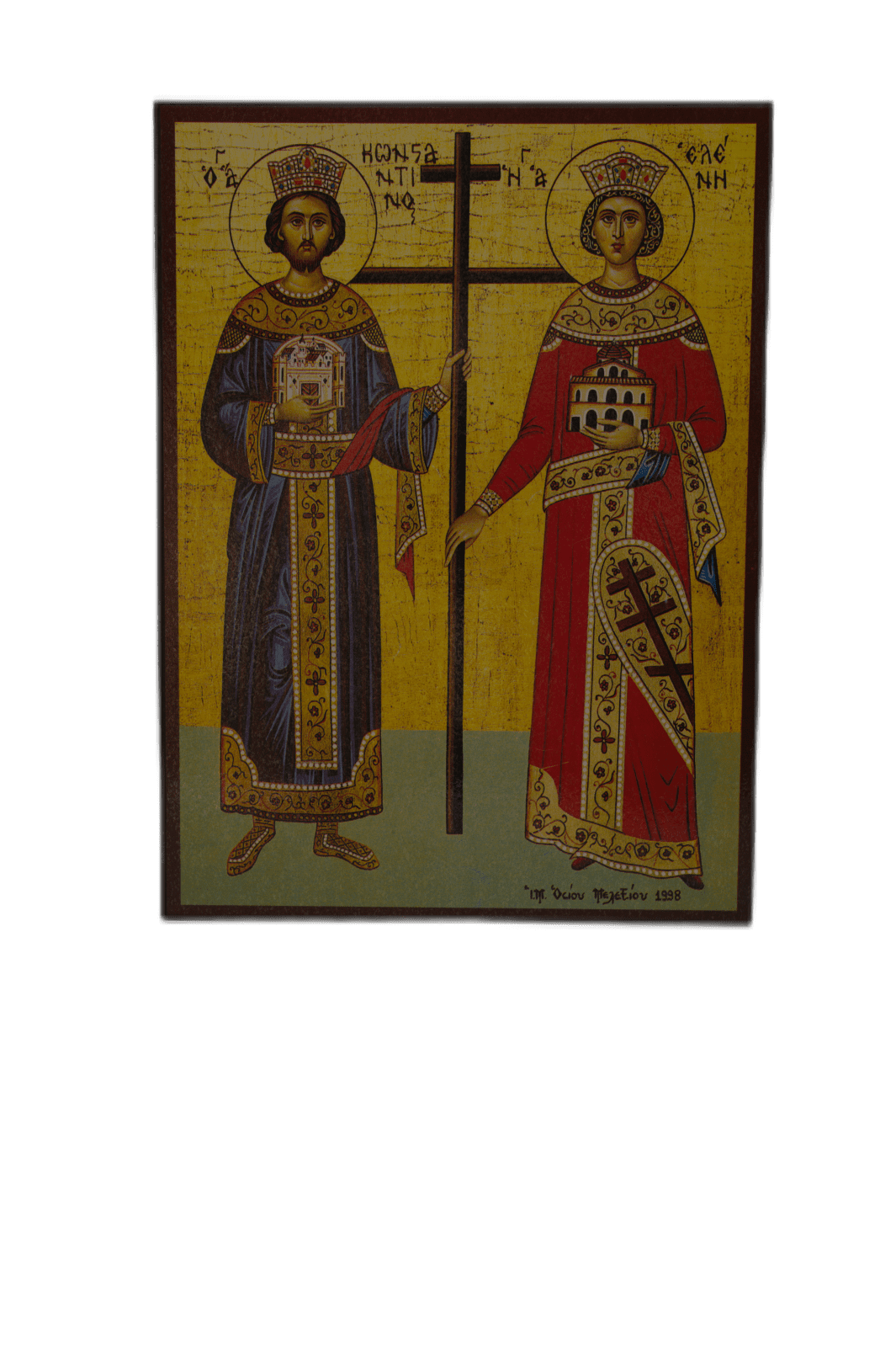 Icono de los Santos Constantino y Elena - 14×19 cm, Producto ortodoxo sagrado