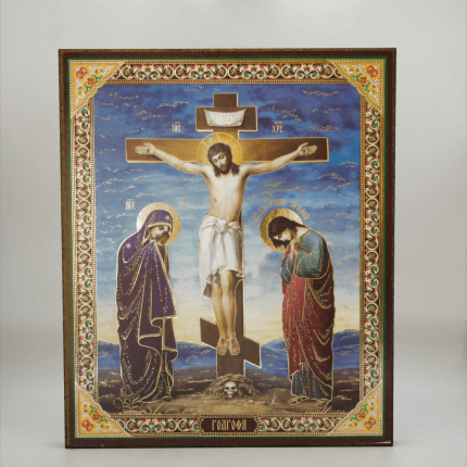 Icoană pe Lemn Răstignirea Domnului (Model 2), 14×19 cm, Sfințită