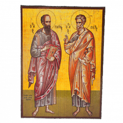 Icoană pe Lemn – Sfinții Apostoli Petru și Pavel, 14×19 cm