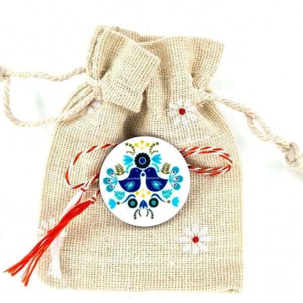 Broche Martisor Cristal de pájaro en una bolsa