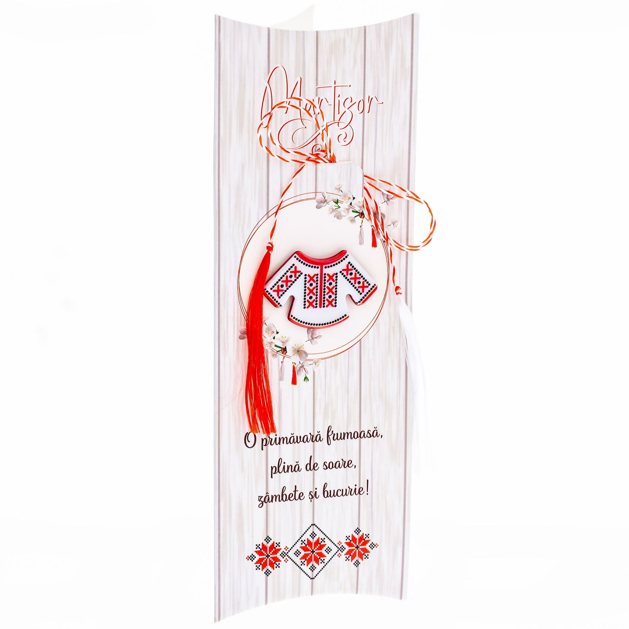Martisor broche tradicional Ie con bolsa de regalo y mensaje personalizado